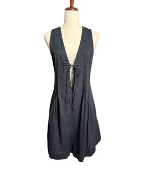 Aerie Black Cotton Romper Plunge Tie Front Sleeveless Flowy Lightweight Large